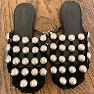 Black and silver studded Amelia slides